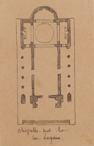 Edouard Villain - Plan d'une chapelle sur le lac de Lugano
