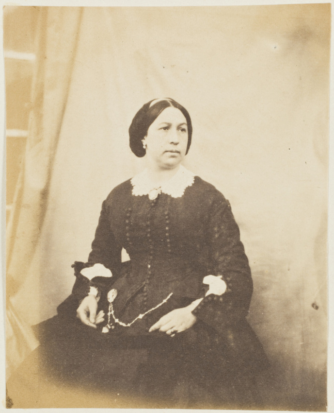 Auguste Vacquerie - Madame Meurice en robe noire, un chapelet sur les genoux