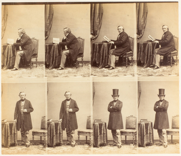 André Adolphe Eugène Disdéri - Lord Stanhope en huit poses, quatre assis, quatre...