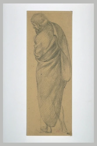 Pierre Puvis de Chavannes - Homme drapé, vue de dos, de trois quarts à gauche, l...