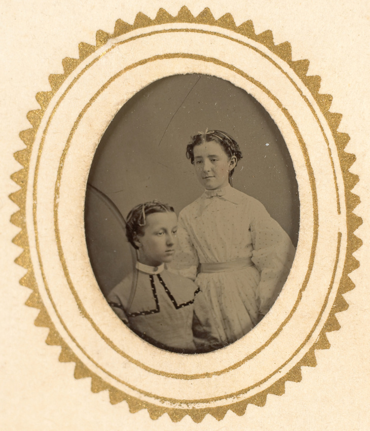 Ancienne Photo Algérie Deux Jeunes Filles Émile Frechon (attribué) Tirage Arg 1895