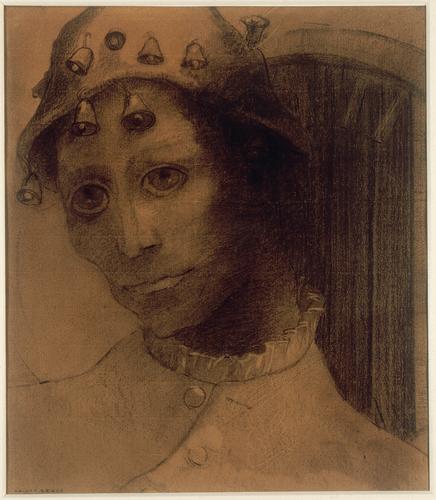 Odilon Redon - Le fou ou la Folie : tête coiffée d'un bonnet