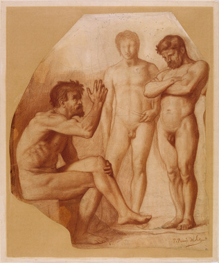 Pierre Puvis de Chavannes - Deux hommes nus debout écoutant un homme nu assis