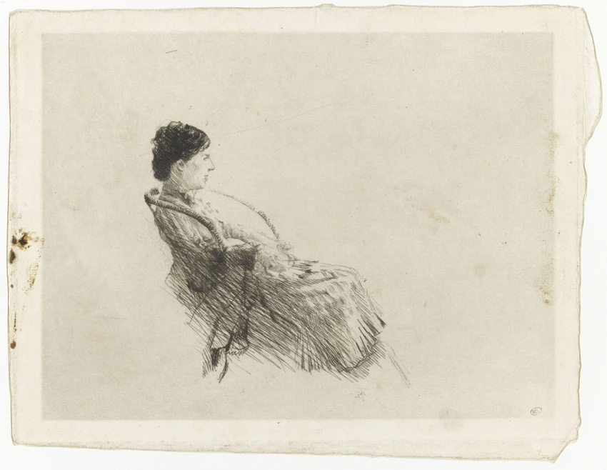 Giuseppe De Nittis - Femme assise dans un fauteuil de profil à droite