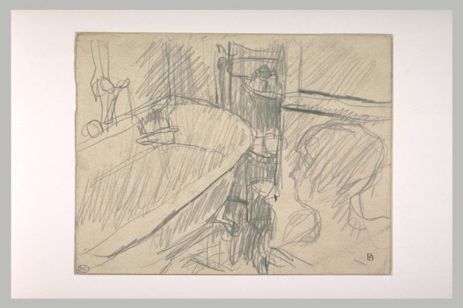 Pierre Bonnard - Intérieur de salle de bains, une tête de femme tournée vers la ...