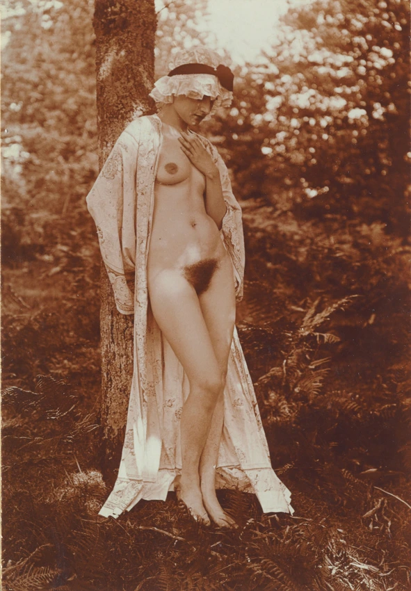 Charles Augustin Lhermitte - Femme dévoilant sa nudité sous un arbre