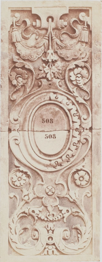 Edouard Baldus - Cartouche de décoration, palais du Louvre, Pari