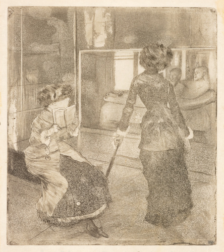 Edgar Degas - Mary Cassatt (1844-1926) au Louvre, devant le sarcophage étrusque ...