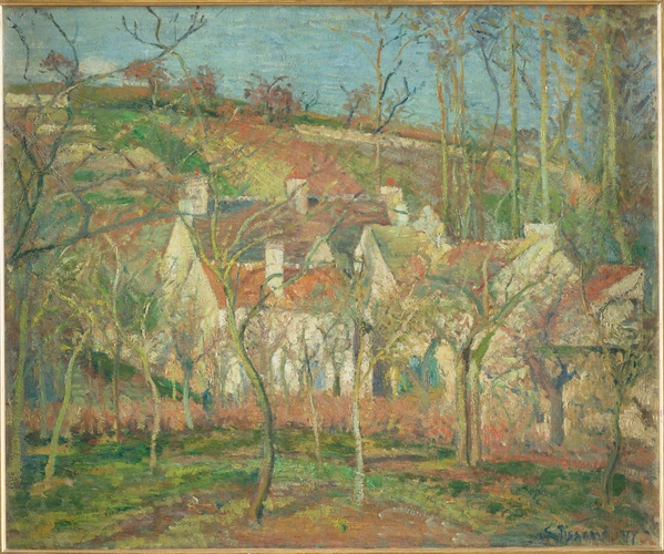Les Toits rouges, coin de village, effet d'hiver - Camille Pissarro