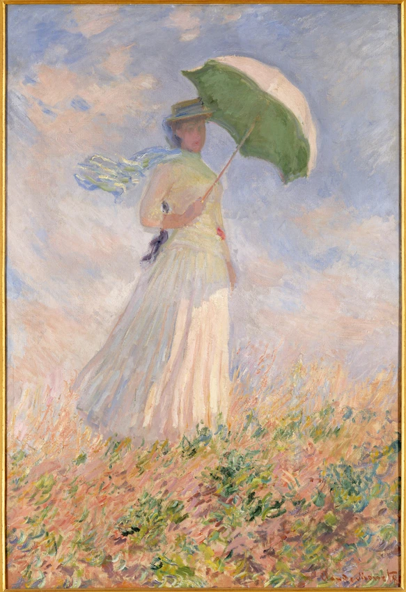 Essai de figure en plein-air : Femme à l'ombrelle tournée vers la droite - Claude Monet