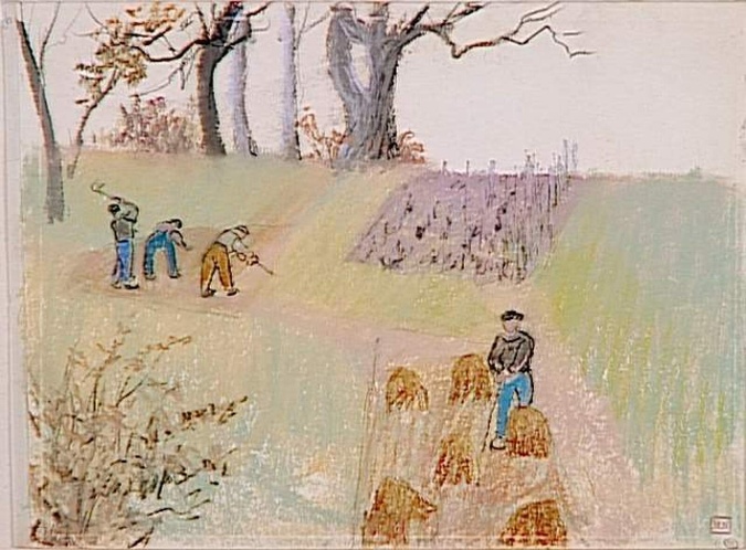 Charles Cottet - Paysage avec cultivateurs