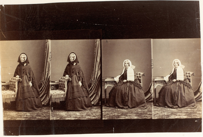 André Adolphe Eugène Disdéri - Mme. Rogers en quatre poses, deux en pied, deux a...