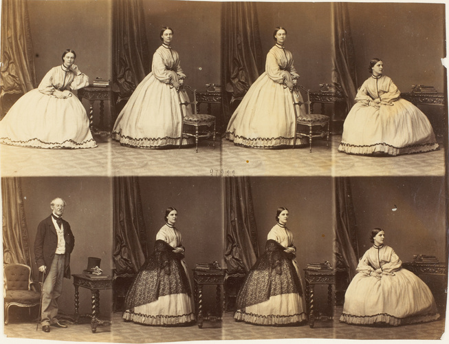 André Adolphe Eugène Disdéri - Mme. Deedes et un homme en huit poses, sept madam...