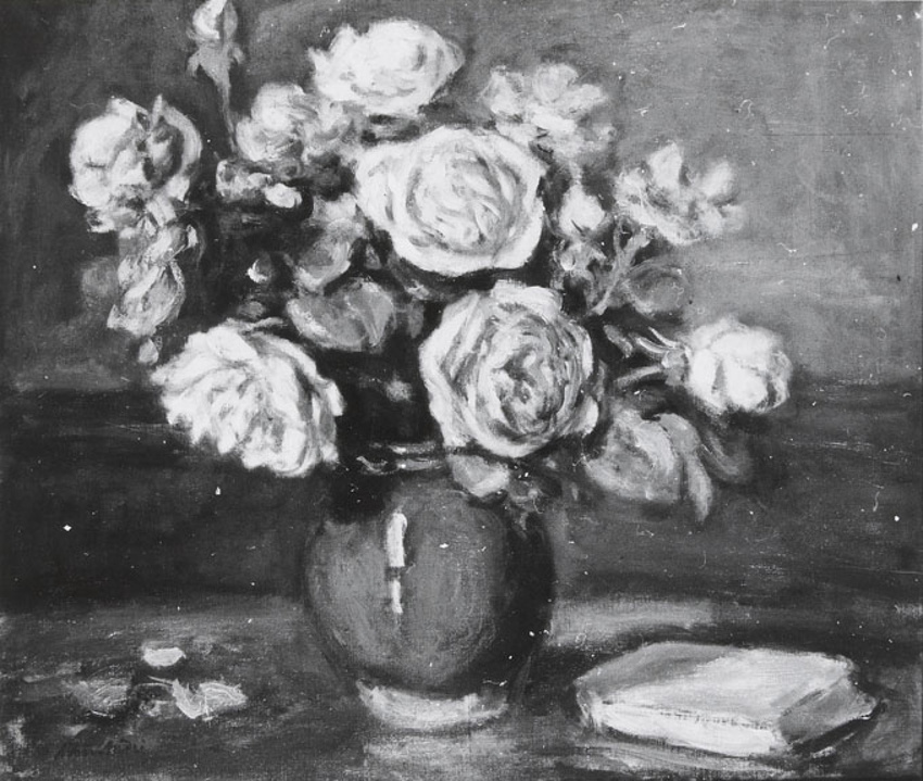 Albert André - Bouquet de roses, pot vert