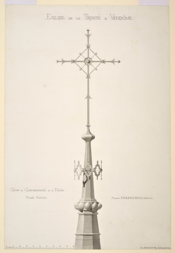 Maison Monduit - Modèle de croix et couronnement de flèche en plomb martelé, égl...
