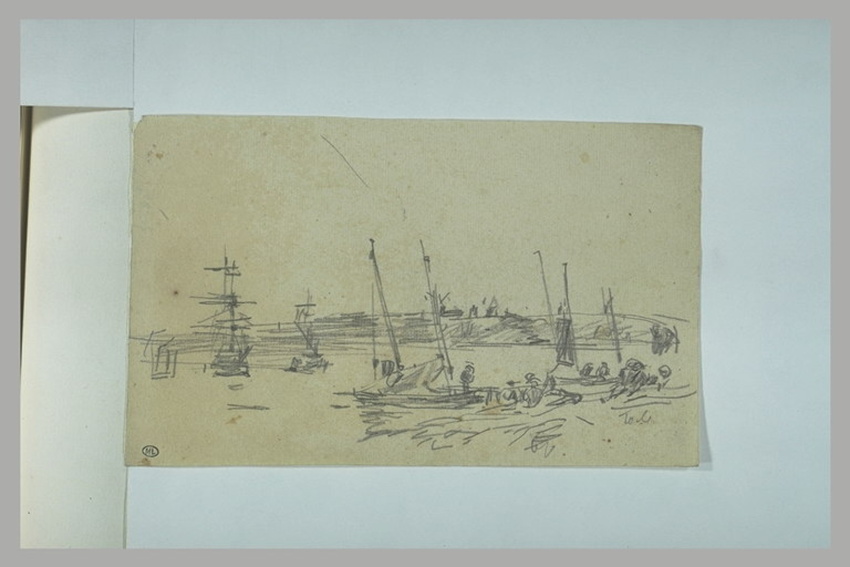 Eugène Boudin - Anse avec plusieurs bateaux