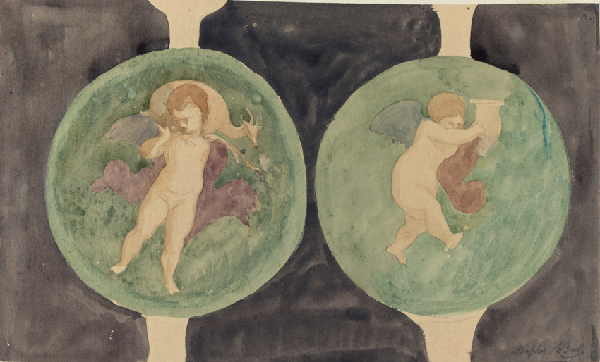 Louis Boitte - Naples, Musée National, deux médaillons avec enfant, miroir ?