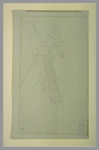 Fernand Khnopff - Tête de femme, coiffée d'une tiare ornée de cabochons