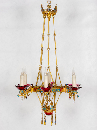 Maison Barbedienne - Lustre Byzantin à six lumières (d'une paire)