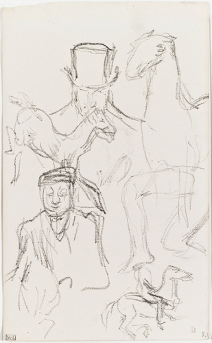 Pierre Bonnard - Page d'étude avec personnages, chevaux et cavaliers et jambes