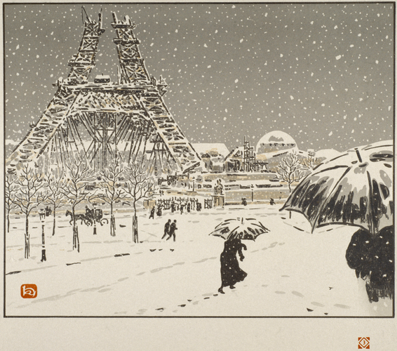 Henri Rivière - La Tour en construction, vue du Trocadéro