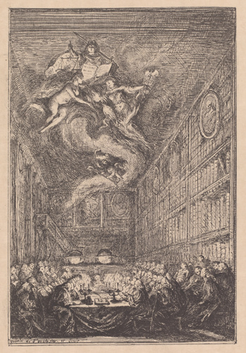 Anonyme - Une assemblée savante d'après Gabriel de Saint-Aubin