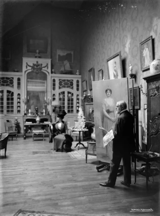 Henri Manuel - Le Peintre Gervex dans son atelier, avec un modèle, vers 1900