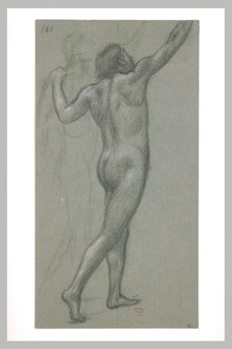 Pierre Puvis de Chavannes - Deux hommes nus, l'un vu presque de dos, avançant ve...