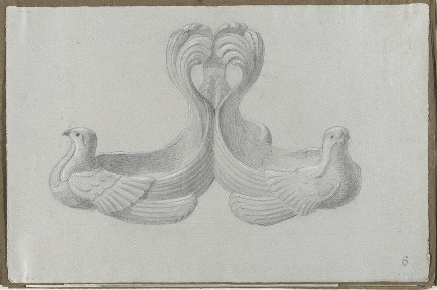 Emile Gallé - Modèle de récipient triple formé de trois oiseaux au dos ouvert