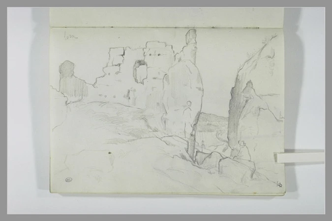 Alfred Dehodencq - Paysage avec des rochers sculptés