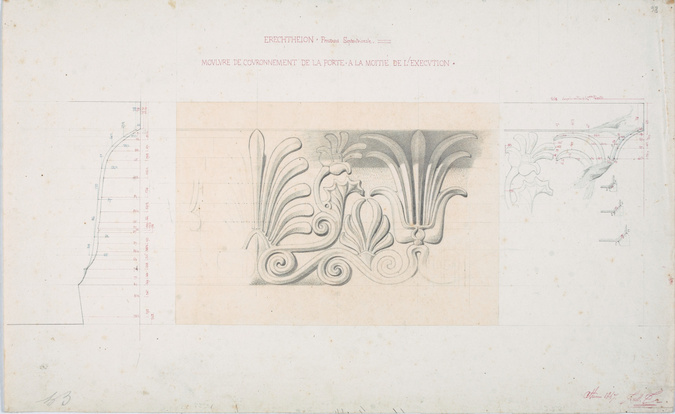 Jacques Martin Tetaz - Athènes, Erechtéion, moulure du couronnement de la porte ...