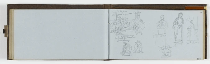 William Bouguereau - Etudes de femme, femme et enfant ; annotations manuscrites