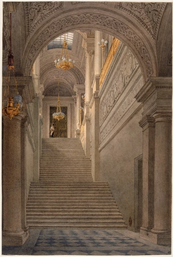 Eugène Viollet-le-Duc - Palais des Tuileries, l'escalier neuf vu du vestibule