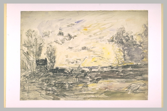 Eugène Boudin - Paysage au soleil couchant