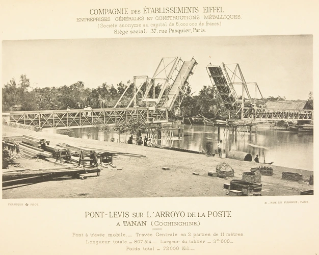 Albert Fernique - Le Pont-levis sur l'Arroyo de la Poste à Tanan (Cochinchine)