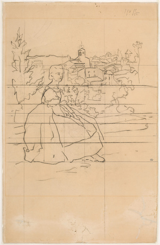 Frédéric Bazille - Portrait de Thérèse des Hours, assise sur une terrasse