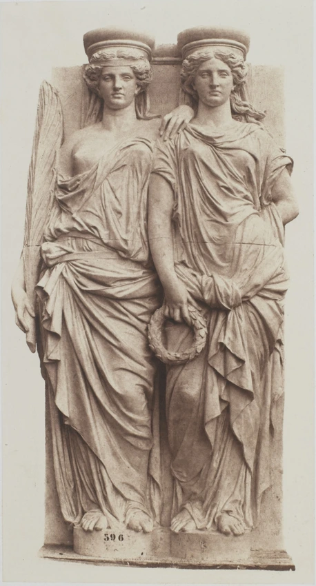 Edouard Baldus - Cariatides, de Jules Cavelier, décor du palais du Louvre, Paris