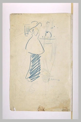 Georges Bottini - Croquis d'une femme avec courte carpe et jupe longue