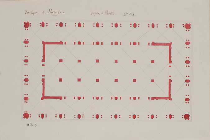 Edouard Villain - Plan de la basilique de Vicence, d’après Palladio, 16ème siècl...