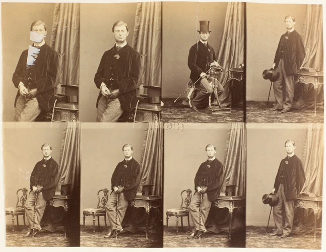 André Adolphe Eugène Disdéri - M. Melville en huit poses, une assis et sept en p...