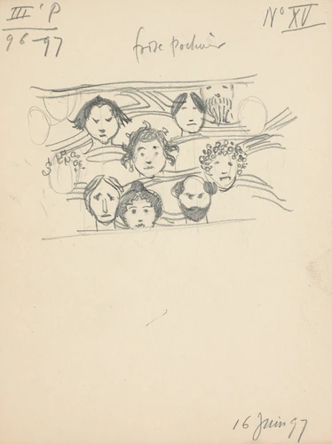 Eugène Grasset - Frise au pochoir ornée de visages