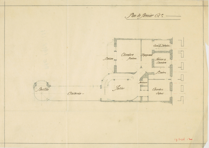 Henry Van de Velde - Hôtel particulier de Victor Goloubew, plan du premier étage