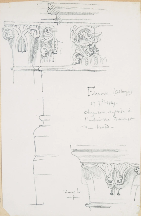 Victor Ruprich-Robert - Chapiteaux et base de colonne dans l'abbaye de Fécamp