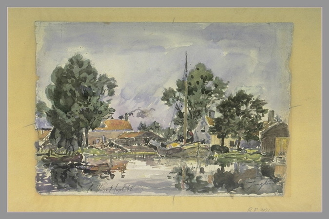 Johan Barthold Jongkind - Vue des berges d'un canal à La Haye