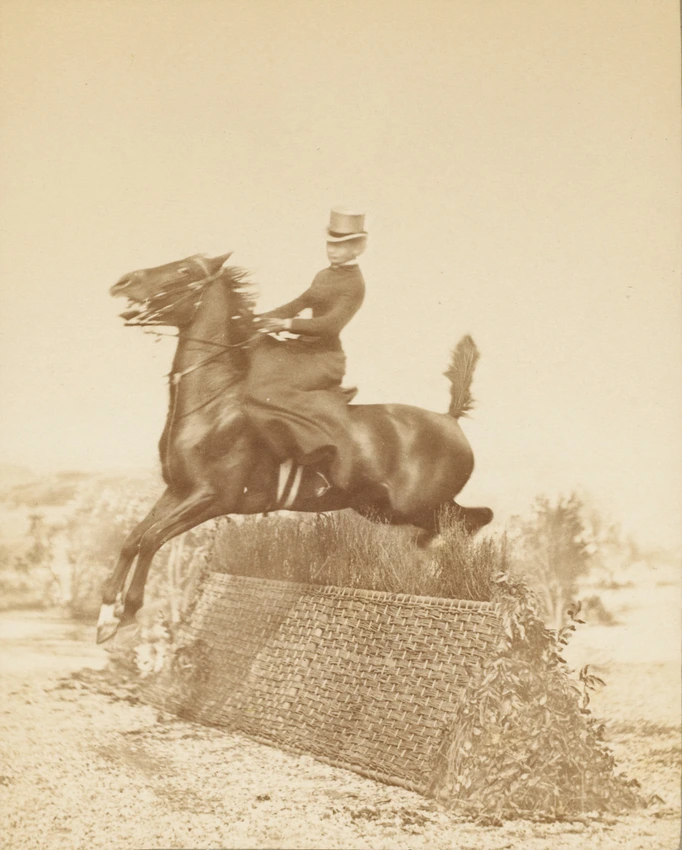 Louis Jean Delton - Cavalière en amazone sautant un obstacle