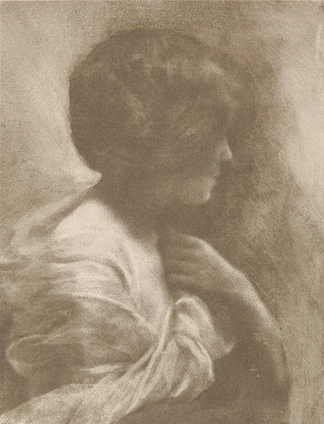 André Hachette - Jeune femme en buste, profil perdu, main gauche sur la gorge