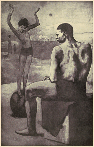 Anonyme - Reproduction du tableau de Pablo Picasso intitulé "Les acrobates ambul...