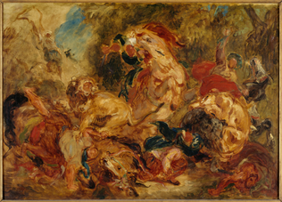 Eugène Delacroix - Chasse aux lions (esquisse)