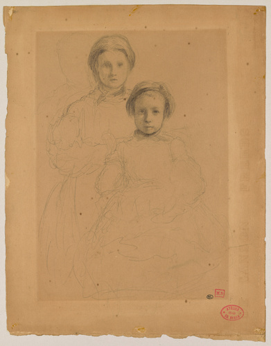 Edgar Degas - Portrait de deux jeunes filles, l'une assise, l'autre debout