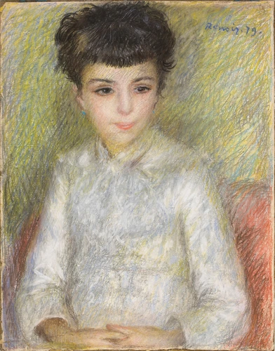Auguste Renoir - Portrait de jeune fille brune, assise les mains croisées